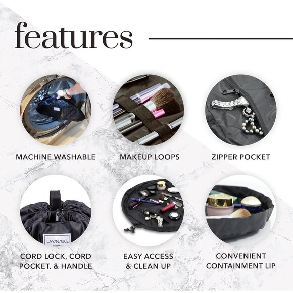 Cosmo Drawstring Makeup Bag Organizer, Water-Resistant Cosmetic Pouch - Picture 3 of 8